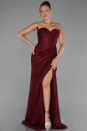 Standesamtkleid Lang Spitze Weinrot ABU5642