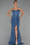 Standesamtkleid Lang Spitze Indigo ABU5642