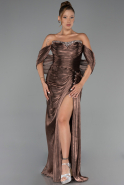Abendkleid Lang Chiffon Braun ABU6306