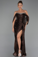Abendkleid Lang Chiffon Dunkelbraun ABU6306
