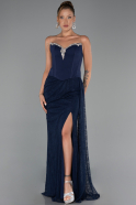 Abendkleid Lang Spitze Marineblau ABU6319