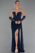 Abendkleid Lang Spitze Marineblau ABU6319