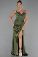 Abendkleid Lang Satin Khaki ABU6320