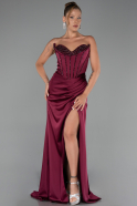 Abendkleid Lang Satin Pflaume ABU6320