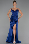 Abendkleid Lang Satin Azurblau ABU6320