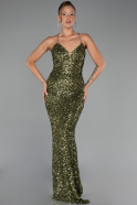 Abendkleid Lang Schuppig Khaki ABU6321