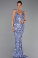 Abendkleid Lang Schuppig Indigo ABU6321
