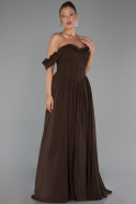 Abschlusskleid Lang Chiffon Braun ABU6325