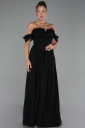 Abschlusskleid Lang Chiffon Schwarz ABU6325