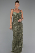 Abendkleid Lang Schuppig Khaki ABU6308