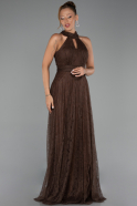 Abendkleid Lang Spitze Braun ABU6313