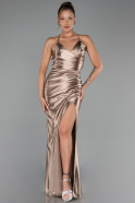 Abschlusskleid Lang Satin Cappuccino ABU2800