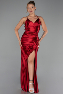 Abschlusskleid Lang Satin Kirschrot ABU2800