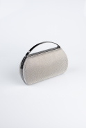 Platin Abendtasche Mit Glitzermuster V351