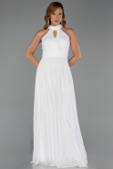 Abendkleid Lang Spitze Weiß ABU6313