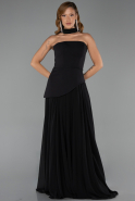 Schwarz Abschlusskleid Chiffon Lang ABU6042