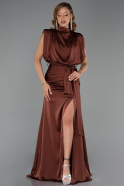 Hellbraun Abendkleid Satin Lang ABU2133