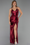 Abschlusskleid Lang Satin Kirschrot ABU2800