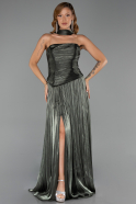 Dunkles Khaki Abschlusskleid Chiffon Lang ABU5957