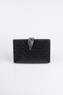 Abendtasche Gemustert Schwarz KC713
