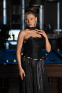 Abendkleid Lang Chiffon Schwarz ABU6322