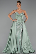 Abendkleid Lang Satin Minzgrün ABU6293