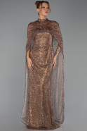 Abendkleid Lang Schuppig Hellbraun ABU6343