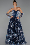 Abendkleid Lang Marineblau ABU6344