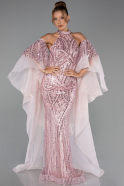 Standesamtkleid Lang Perlenbesetzt Puder ABU6348