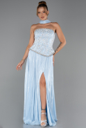 Abendkleid Lang Chiffon Eisblau ABU5786