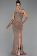 Abendkleid Lang Spitze Hellbraun ABU6355