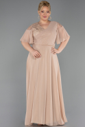Abendgarderobe in Großen Größen Lang Chiffon Gold ABU6340
