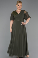 Abendgarderobe in Großen Größen Lang Chiffon Khaki ABU6340