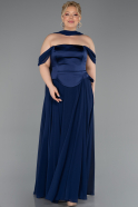 Abendgarderobe in Großen Größen Lang Chiffon Marineblau ABU5551