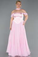 Abendgarderobe in Großen Größen Lang Chiffon Puder ABU5551