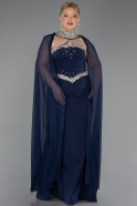 Abendkleid in Übergröße Lang Marineblau ABU6338