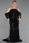 Abendkleid in Übergröße Lang Schuppig Schwarz ABU6312