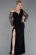 Abendkleid in Übergröße Lang Spitze Schwarz ABU6339