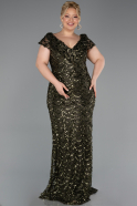 Abendkleid in Übergröße Lang Schuppig Khaki ABU6282
