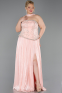 Abendkleid in Übergröße Lang Chiffon Lachs ABU5793