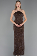Abendkleid Lang Schuppig Braun ABU5713