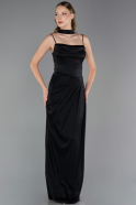Abendbekleidung Lang Satin Schwarz ABU6367