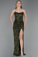Abschlusskleid Lang Schuppig Khaki ABU6218