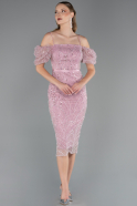 Partykleid Midi Perlenbesetzt Puder ABK2667