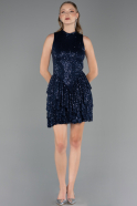 Partykleid Kurz Schuppig Marineblau ABK2671