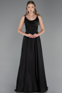 Abschlusskleid Lang Satin Schwarz ABU5146
