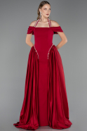 Standesamtkleid Lang Satin Rot ABU5995