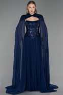Abendkleid Lang Chiffon Marineblau ABU5931
