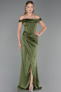 Abendkleid Lang Satin Khaki ABU5976