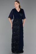 Abendkleid in Übergröße Lang Schuppig Marineblau ABU6373